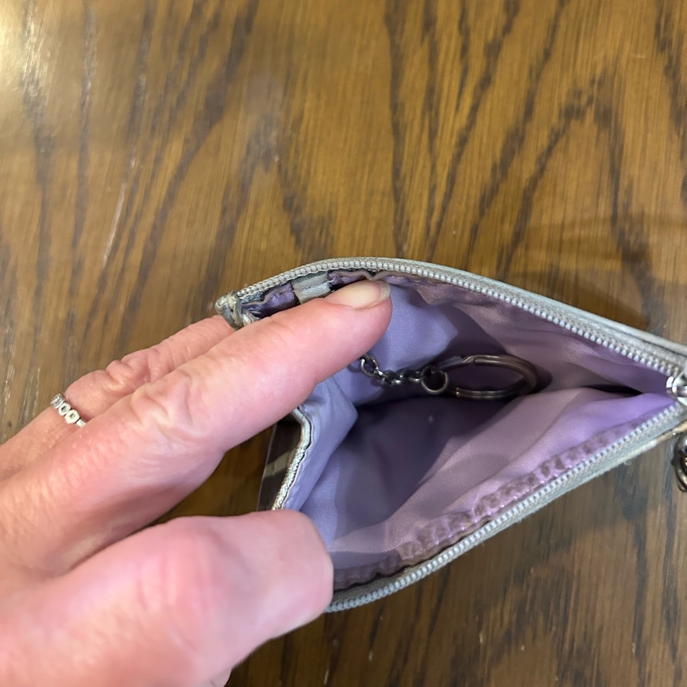 Coach gray and silver monogram ID wallet key coin purse - Picture 2 of 9